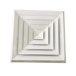 Four-Way Square Ceiling Diffuser – Angled Blade Type